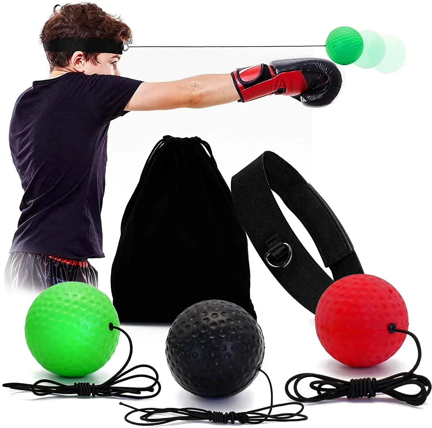 Pelota de reflejos de boxSET DE 3 PELOTAS DE BOXEO REFLEX BALL BOXING – 3 NIVELES